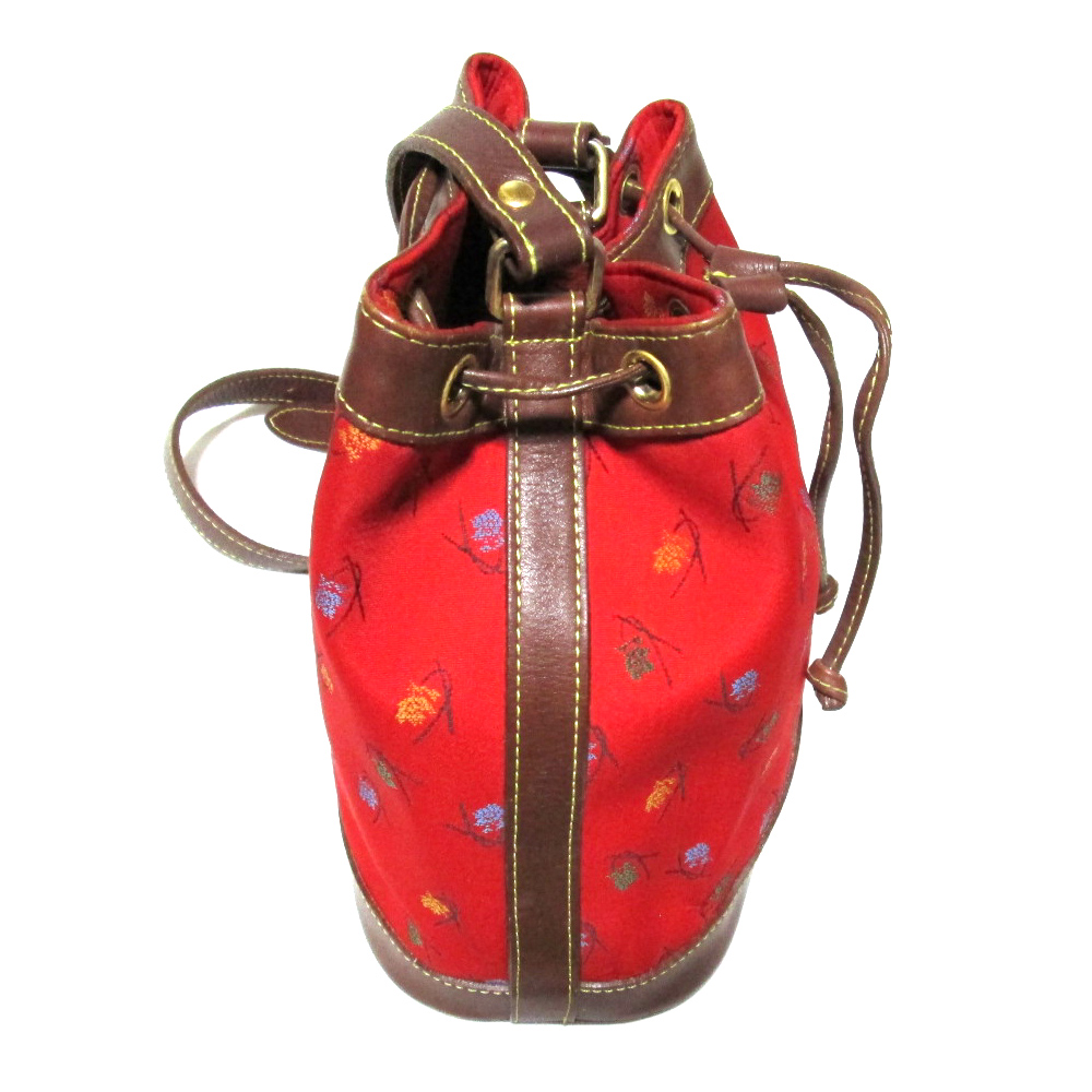 日本極東貿易 / Vintage KENZO ヴィンテージ ケンゾー フラワーモノグラム巾着バッグ (高田賢三 花柄 ショルダーバッグ 鞄 赤