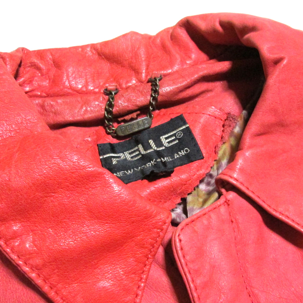 日本極東貿易 / Vintage pelle pelle ヴィンテージ ペレペレ 「S」 レザージャケット (赤 皮 革 ライダース) 133298