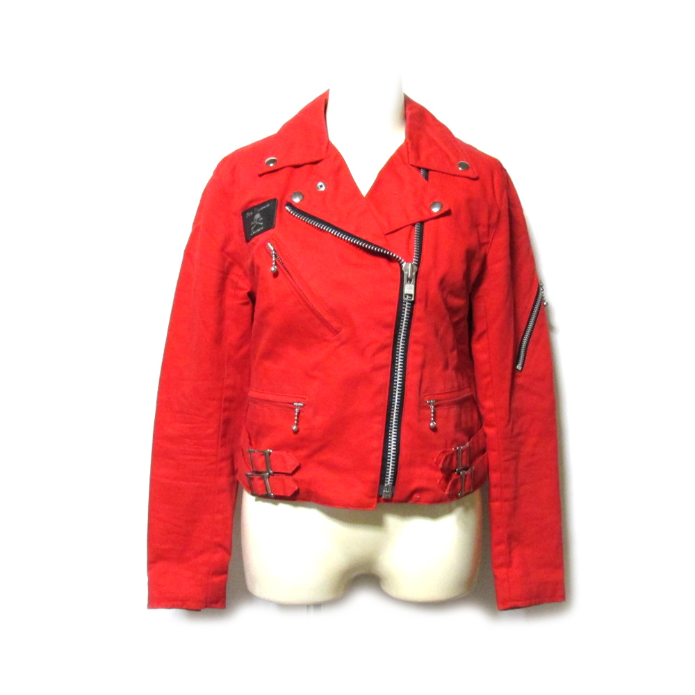 ファッションエドワードジャケット(S)黒に赤、原宿セクシーロンドン製、男女兼用美品